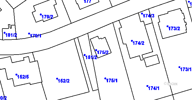 Parcela st. 175/2 v KÚ Hodkovičky, Katastrální mapa
