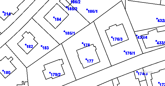 Parcela st. 178 v KÚ Hodkovičky, Katastrální mapa