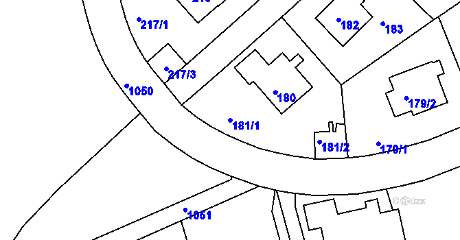 Parcela st. 181/1 v KÚ Hodkovičky, Katastrální mapa