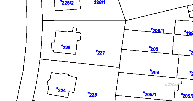 Parcela st. 227 v KÚ Hodkovičky, Katastrální mapa