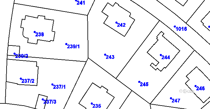 Parcela st. 243 v KÚ Hodkovičky, Katastrální mapa