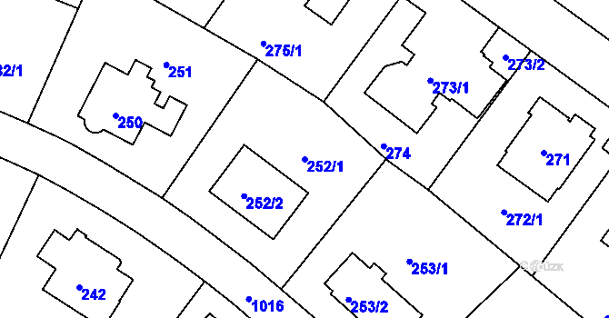 Parcela st. 252/1 v KÚ Hodkovičky, Katastrální mapa