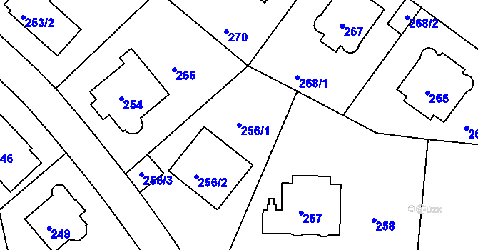 Parcela st. 256/1 v KÚ Hodkovičky, Katastrální mapa