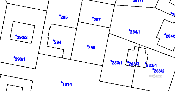 Parcela st. 296 v KÚ Hodkovičky, Katastrální mapa