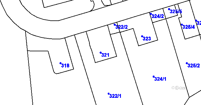 Parcela st. 321 v KÚ Hodkovičky, Katastrální mapa