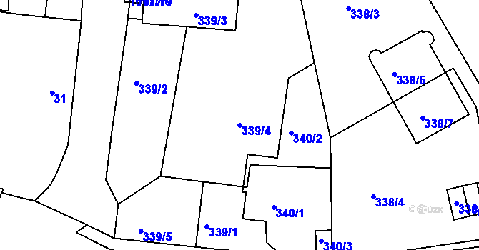 Parcela st. 339/4 v KÚ Hodkovičky, Katastrální mapa