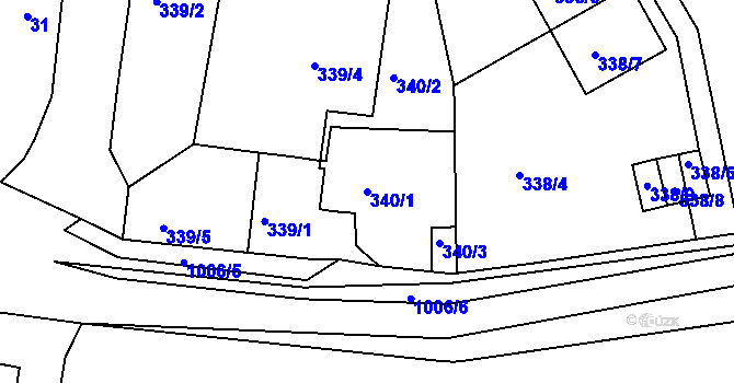 Parcela st. 340/1 v KÚ Hodkovičky, Katastrální mapa