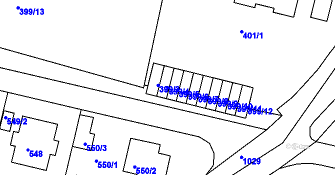 Parcela st. 399/4 v KÚ Hodkovičky, Katastrální mapa