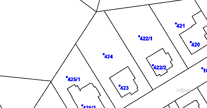 Parcela st. 424 v KÚ Hodkovičky, Katastrální mapa
