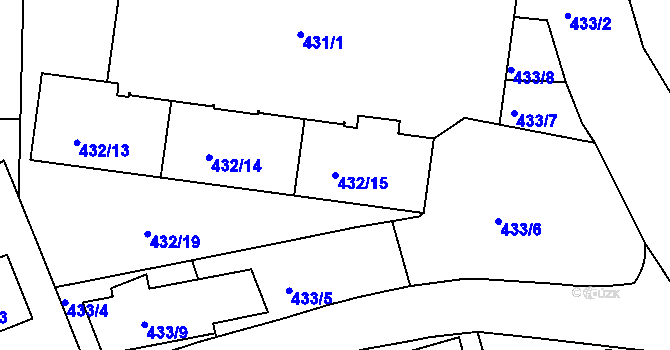 Parcela st. 432/15 v KÚ Hodkovičky, Katastrální mapa