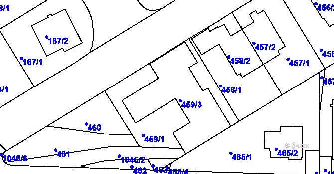 Parcela st. 459/2 v KÚ Hodkovičky, Katastrální mapa