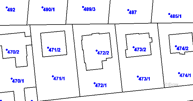 Parcela st. 472/2 v KÚ Hodkovičky, Katastrální mapa
