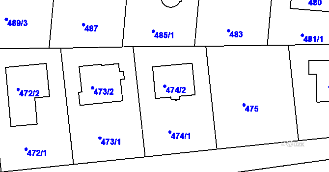 Parcela st. 474/2 v KÚ Hodkovičky, Katastrální mapa