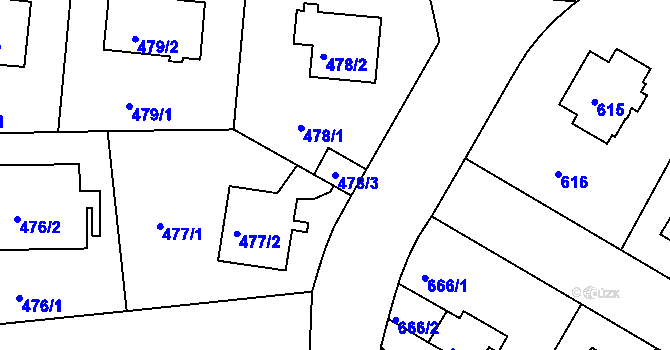 Parcela st. 478/3 v KÚ Hodkovičky, Katastrální mapa