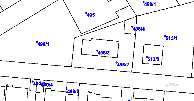 Parcela st. 496/3 v KÚ Hodkovičky, Katastrální mapa