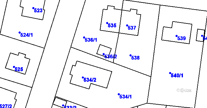 Parcela st. 536/2 v KÚ Hodkovičky, Katastrální mapa