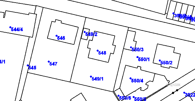 Parcela st. 548 v KÚ Hodkovičky, Katastrální mapa