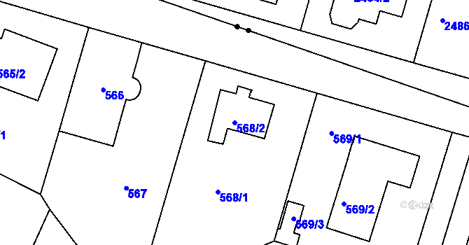 Parcela st. 568/2 v KÚ Hodkovičky, Katastrální mapa