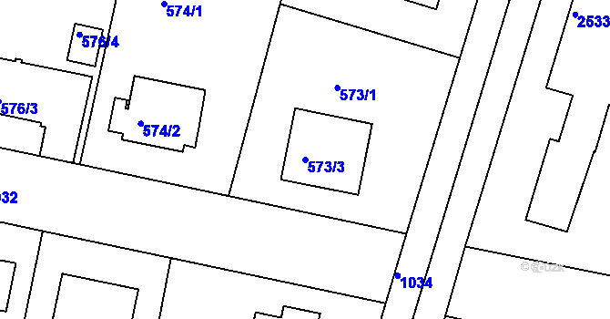 Parcela st. 573/3 v KÚ Hodkovičky, Katastrální mapa