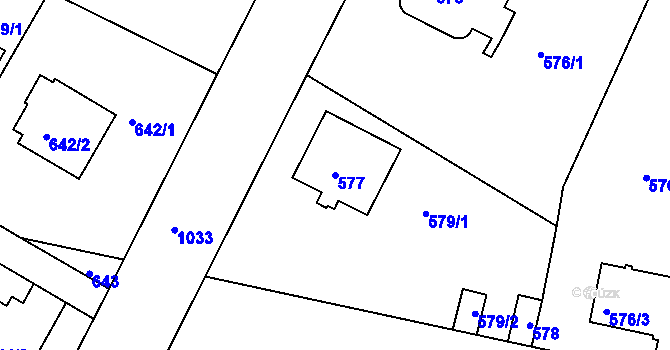 Parcela st. 577 v KÚ Hodkovičky, Katastrální mapa
