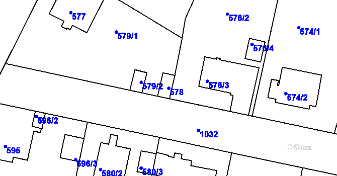 Parcela st. 578 v KÚ Hodkovičky, Katastrální mapa