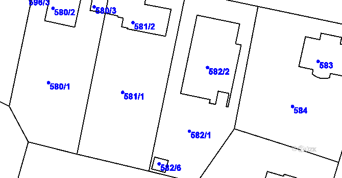 Parcela st. 582/5 v KÚ Hodkovičky, Katastrální mapa