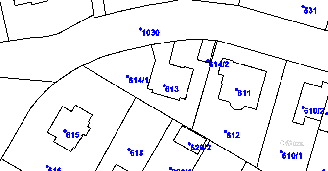 Parcela st. 613 v KÚ Hodkovičky, Katastrální mapa