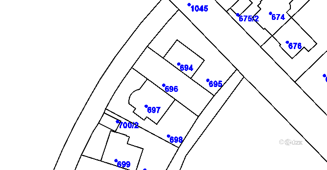 Parcela st. 696 v KÚ Hodkovičky, Katastrální mapa