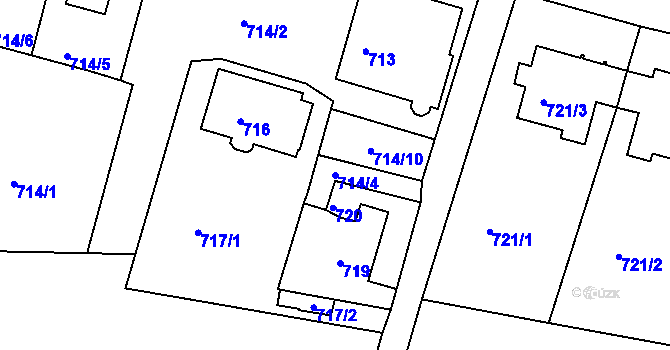 Parcela st. 714/4 v KÚ Hodkovičky, Katastrální mapa