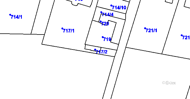 Parcela st. 717/2 v KÚ Hodkovičky, Katastrální mapa