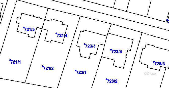Parcela st. 723/3 v KÚ Hodkovičky, Katastrální mapa