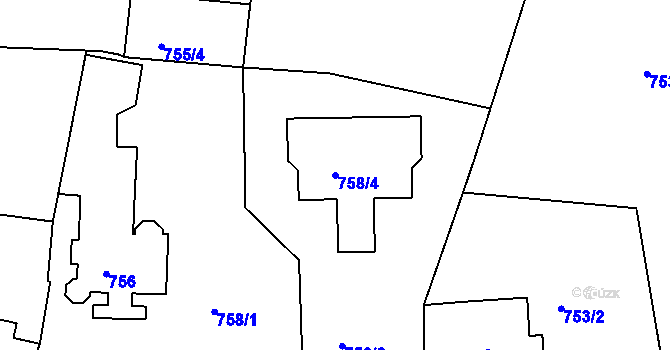 Parcela st. 758/4 v KÚ Hodkovičky, Katastrální mapa