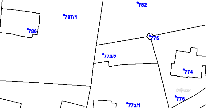 Parcela st. 773/2 v KÚ Hodkovičky, Katastrální mapa
