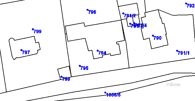 Parcela st. 794 v KÚ Hodkovičky, Katastrální mapa