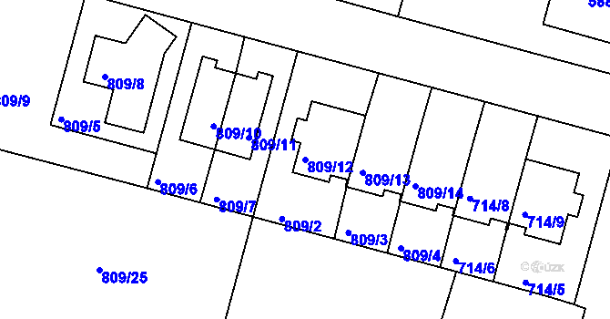 Parcela st. 809/12 v KÚ Hodkovičky, Katastrální mapa