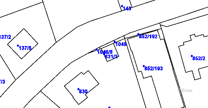 Parcela st. 831/2 v KÚ Hodkovičky, Katastrální mapa