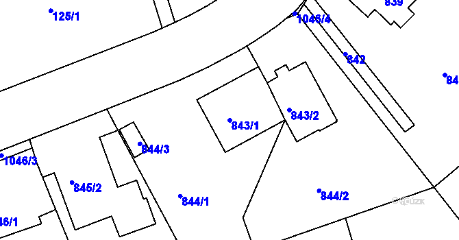 Parcela st. 843/1 v KÚ Hodkovičky, Katastrální mapa