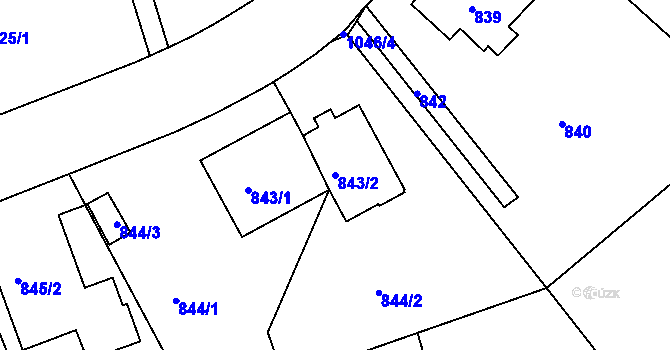 Parcela st. 843/2 v KÚ Hodkovičky, Katastrální mapa