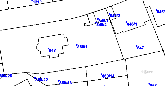 Parcela st. 850/1 v KÚ Hodkovičky, Katastrální mapa