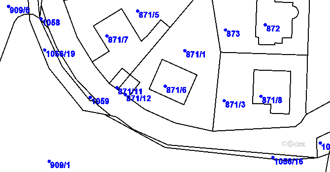 Parcela st. 871/6 v KÚ Hodkovičky, Katastrální mapa