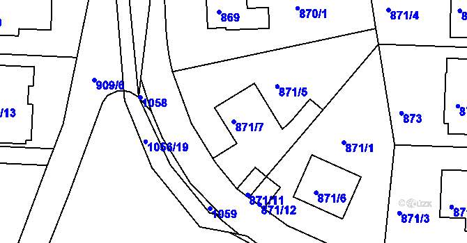 Parcela st. 871/7 v KÚ Hodkovičky, Katastrální mapa