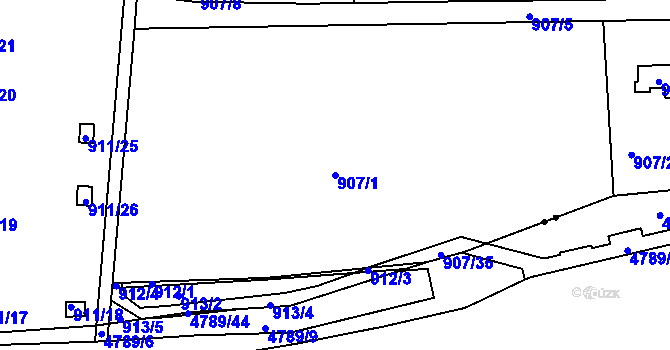 Parcela st. 907/1 v KÚ Hodkovičky, Katastrální mapa