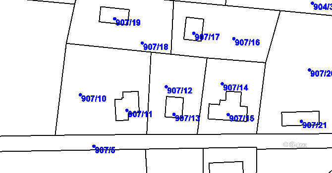 Parcela st. 907/12 v KÚ Hodkovičky, Katastrální mapa