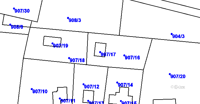 Parcela st. 907/17 v KÚ Hodkovičky, Katastrální mapa