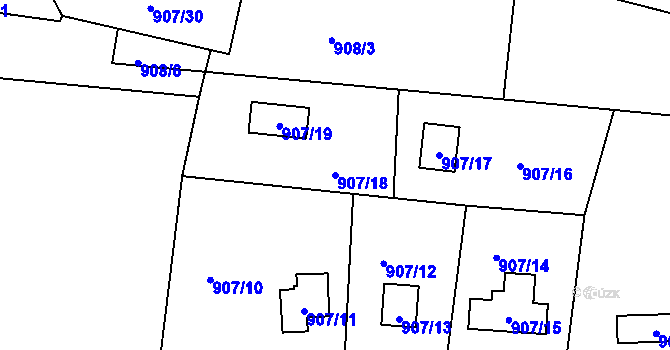 Parcela st. 907/18 v KÚ Hodkovičky, Katastrální mapa