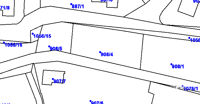 Parcela st. 908/4 v KÚ Hodkovičky, Katastrální mapa