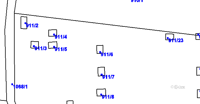 Parcela st. 911/6 v KÚ Hodkovičky, Katastrální mapa