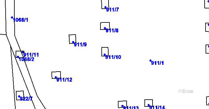 Parcela st. 911/10 v KÚ Hodkovičky, Katastrální mapa