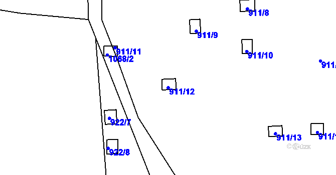 Parcela st. 911/12 v KÚ Hodkovičky, Katastrální mapa