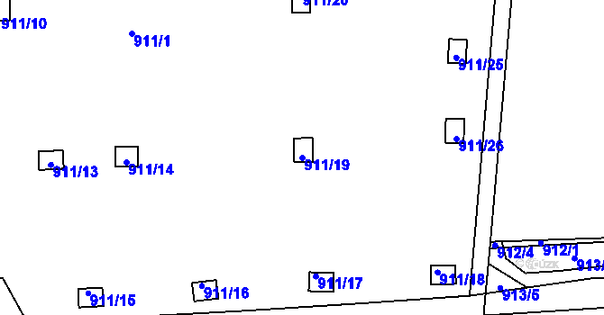 Parcela st. 911/19 v KÚ Hodkovičky, Katastrální mapa